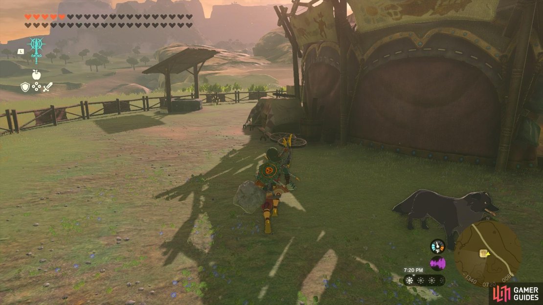 You can find the wagon wheels right beside the stable.