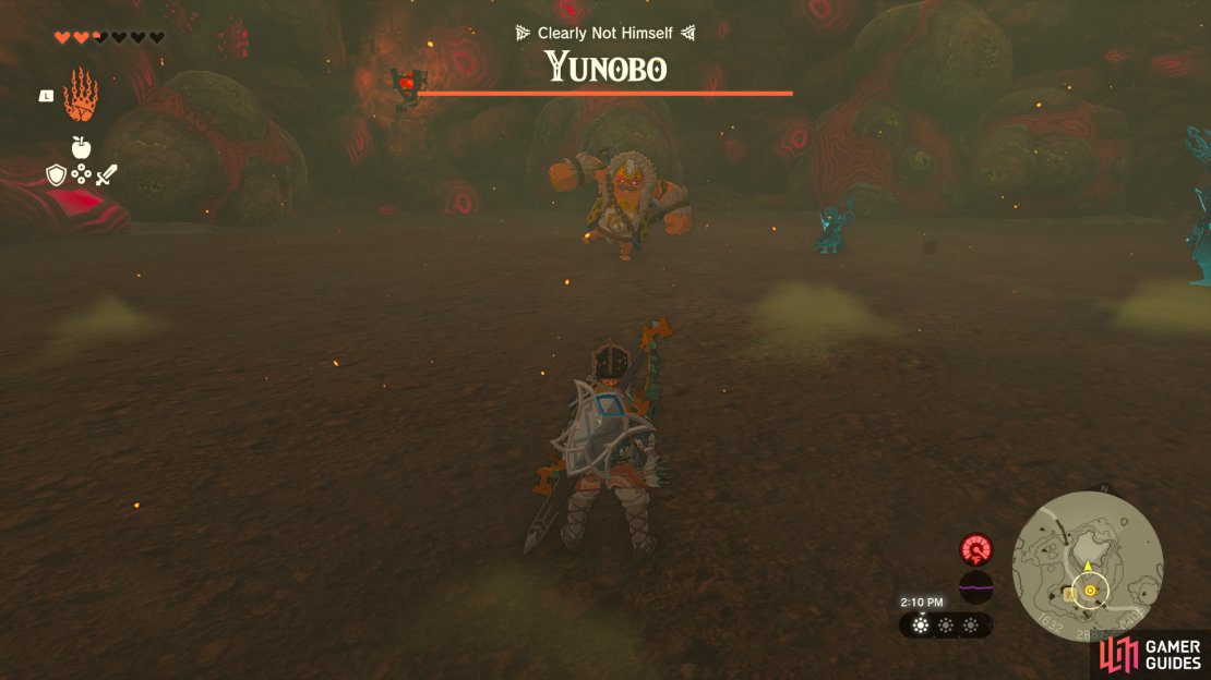 !Yunono will begin attacking Link after the cutscene.