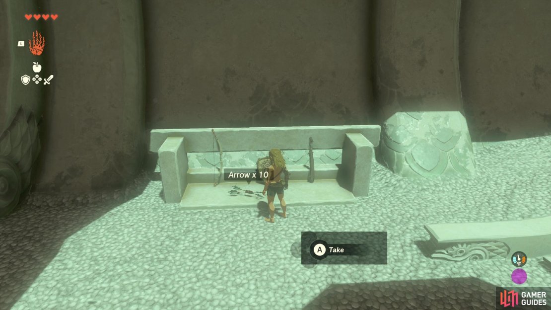 Your gear will be removed in this shrine, so pick up the equipment provided.