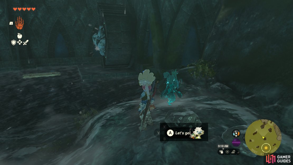 Use a bomb or stone fused weapon to open the blockage.