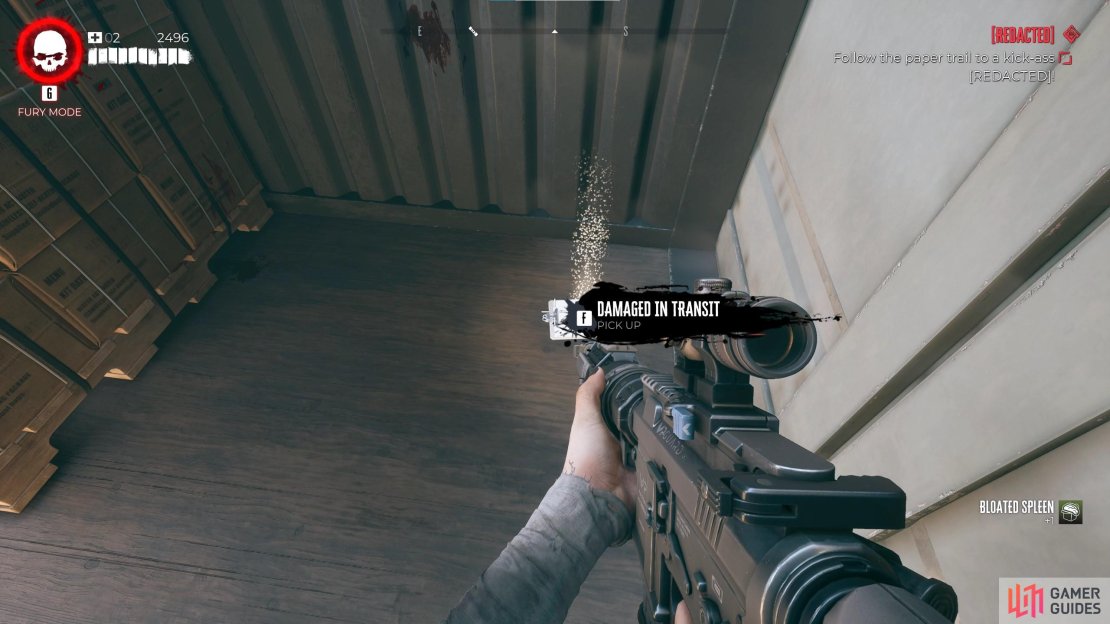 The Damaged in Transit Note is the first part of the Redacted quest, found in Shipping Container 78 on the beach.