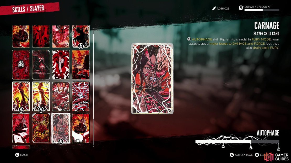 Autophage Skill Cards - marked by a skulldrop tear - give significant boons, at the expense of your humanity&hellip;