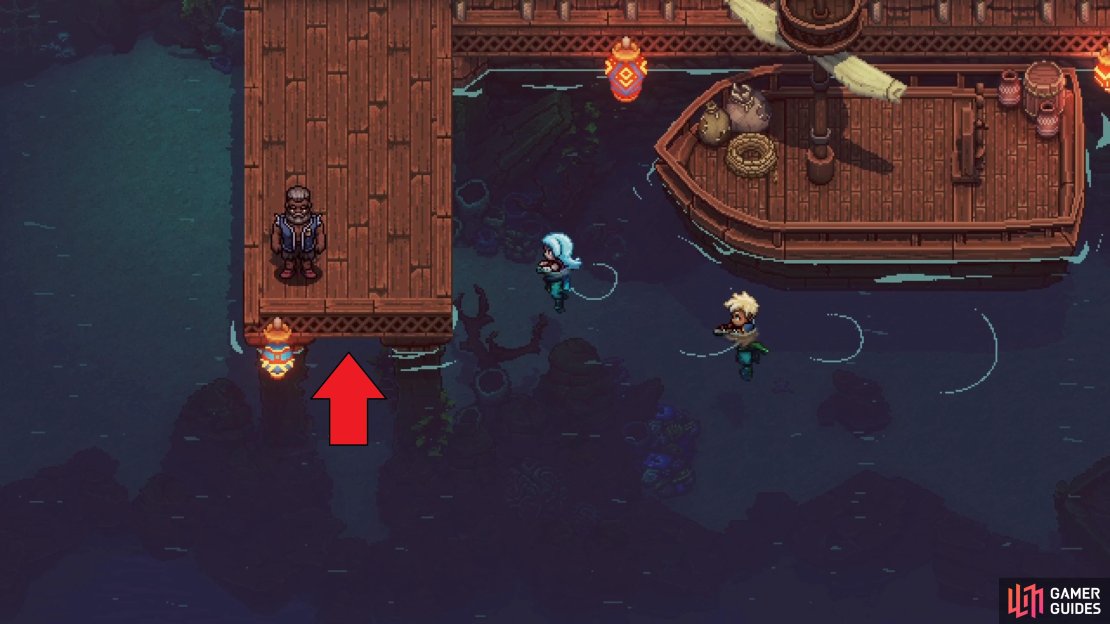 Swim underneath this dock in Brisk to find the Hidden Market.