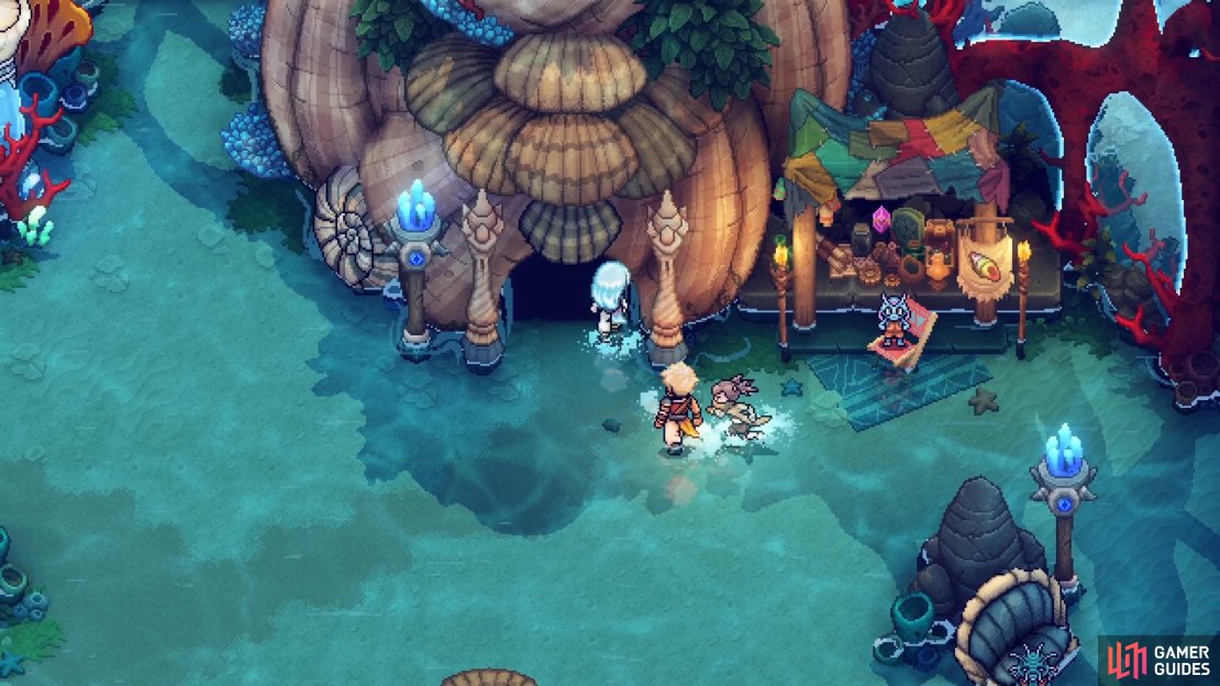 Enter the house next to the Rainbow Conch NPC for the first kid.