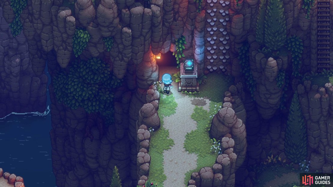There is a cave entrance right next to the save spot.