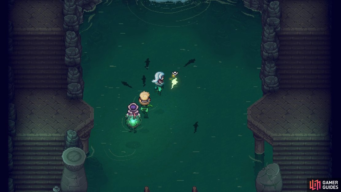 The glowing fish just needs you to jump into the water and grab it.