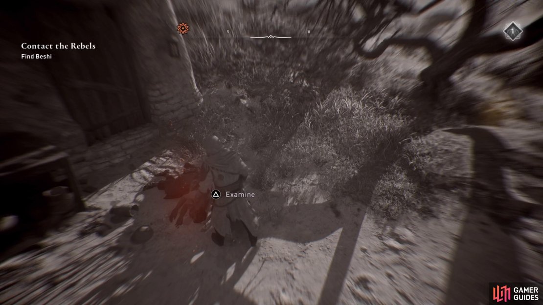 Use your Eagle Vision to highlight clues, like this corpse down the first flight of stairs.