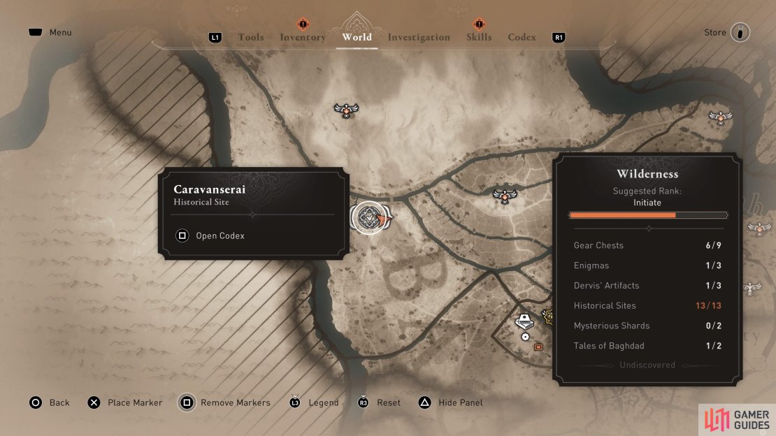 The location of the Caravanserai site on the map.