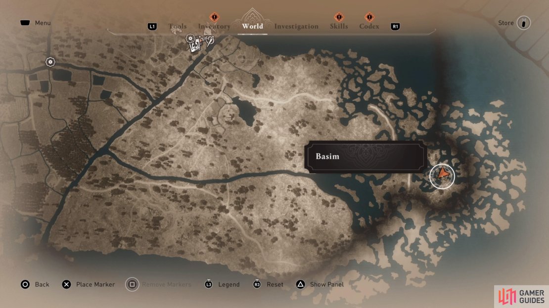 A zoomed out look at the map where the Lost Book is located.