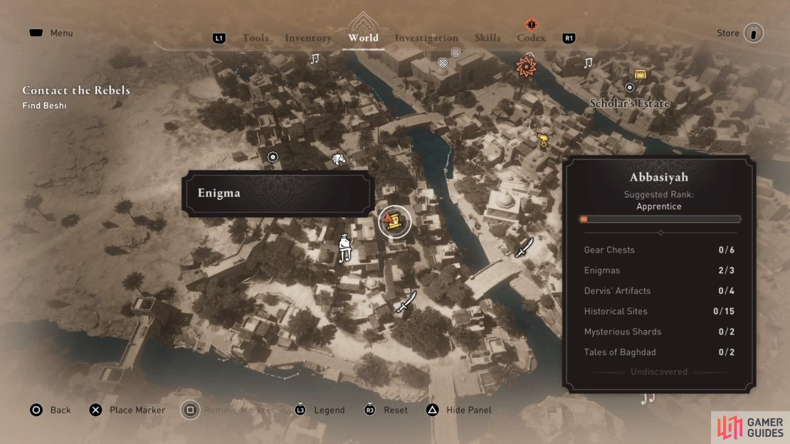 Enigmas will be marked on your in-game map with this icon.