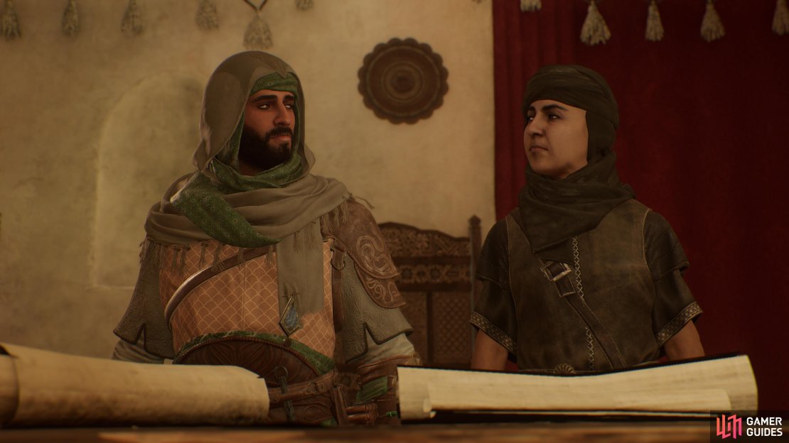 Ali Baba&rsquo;s Estate investigation, Assassin&rsquo;s Creed Mirage. Pictured: Basim and Murjana.