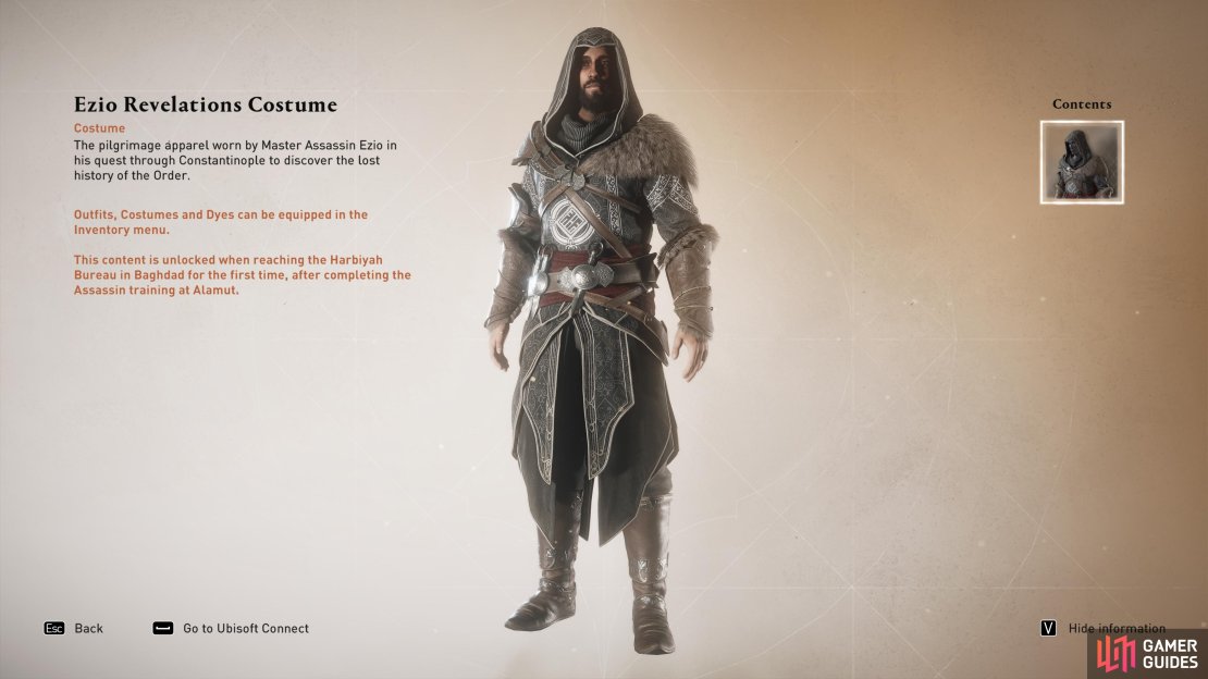 The Ezio legacy costume, worn by Ezio during his adventures in Assassin&rsquo;s Creed Revelations.