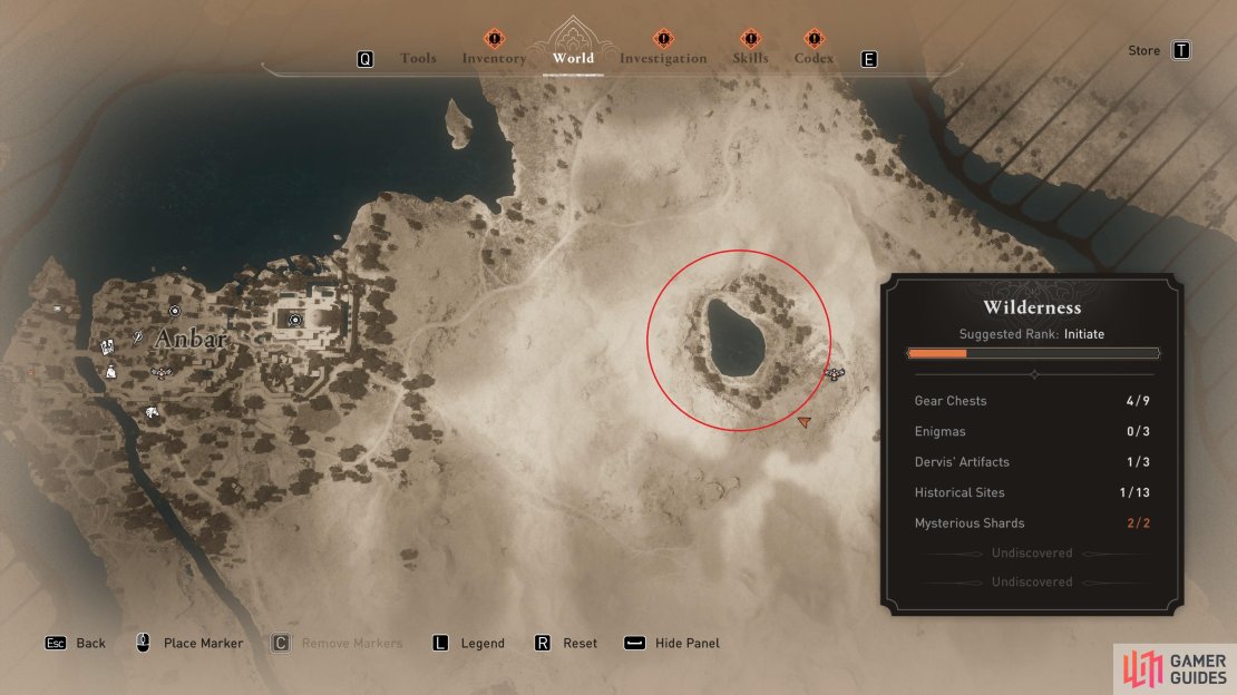 Travel to the Northern Oasis in the northwest of the map, directly east of Anbar.