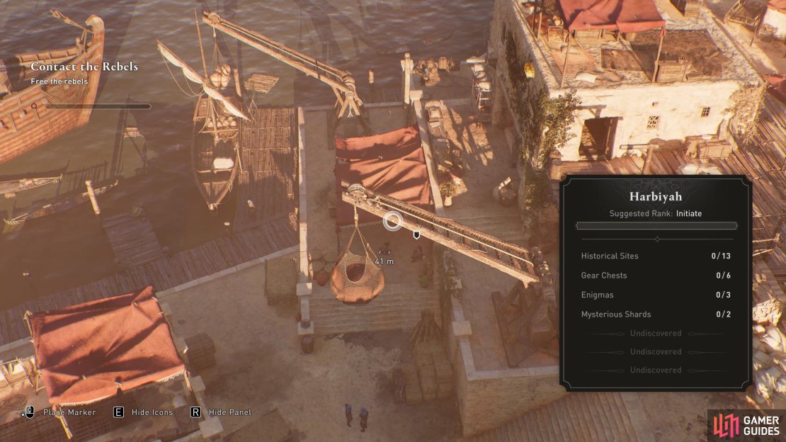 You can use your bird to scout for rebel prisoners in the Upper Harbor.