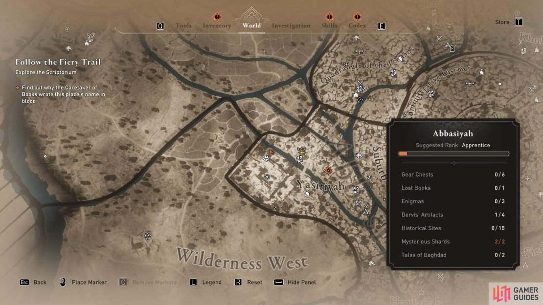 The location of the Scriptorium, to the southeast of the House of Wisdom.
