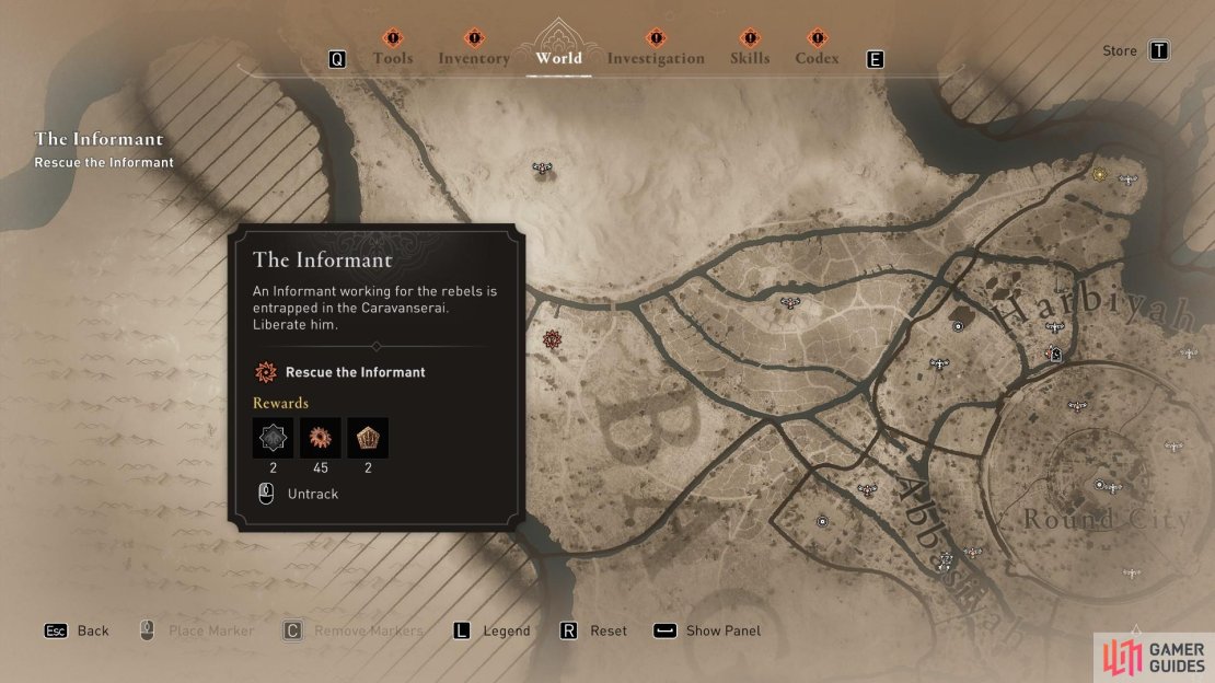 The Informant contract sends you to Caravanserai.