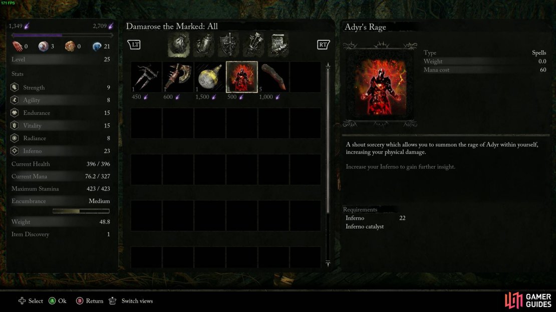 The Ady&rsquo;s Rage spell can work into Udirangr Warwolf builds in Lords of the Fallen very easily.