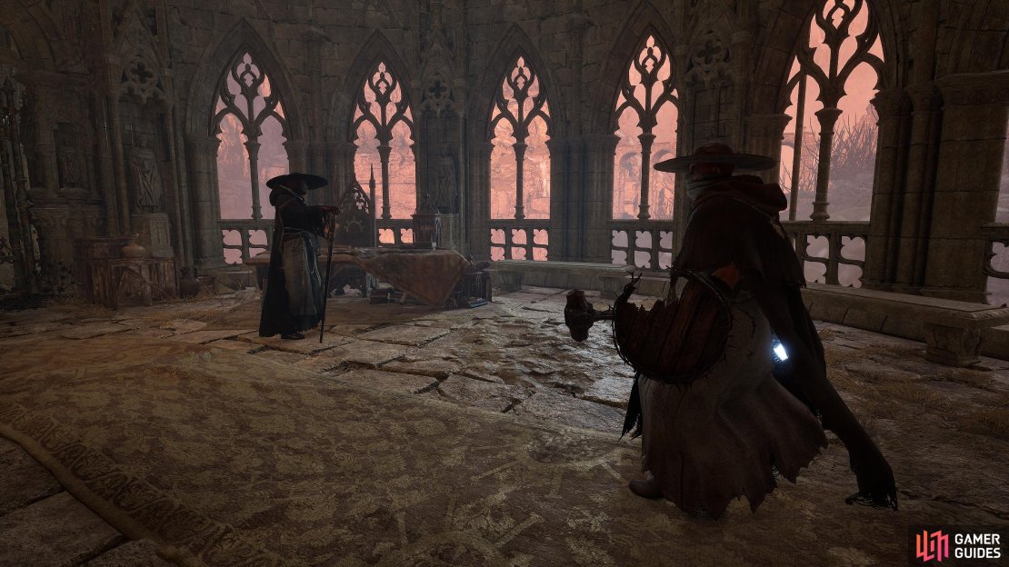 After speaking to Dunmire the first time and resting afterward, he&rsquo;ll head to his study near Pieta.
