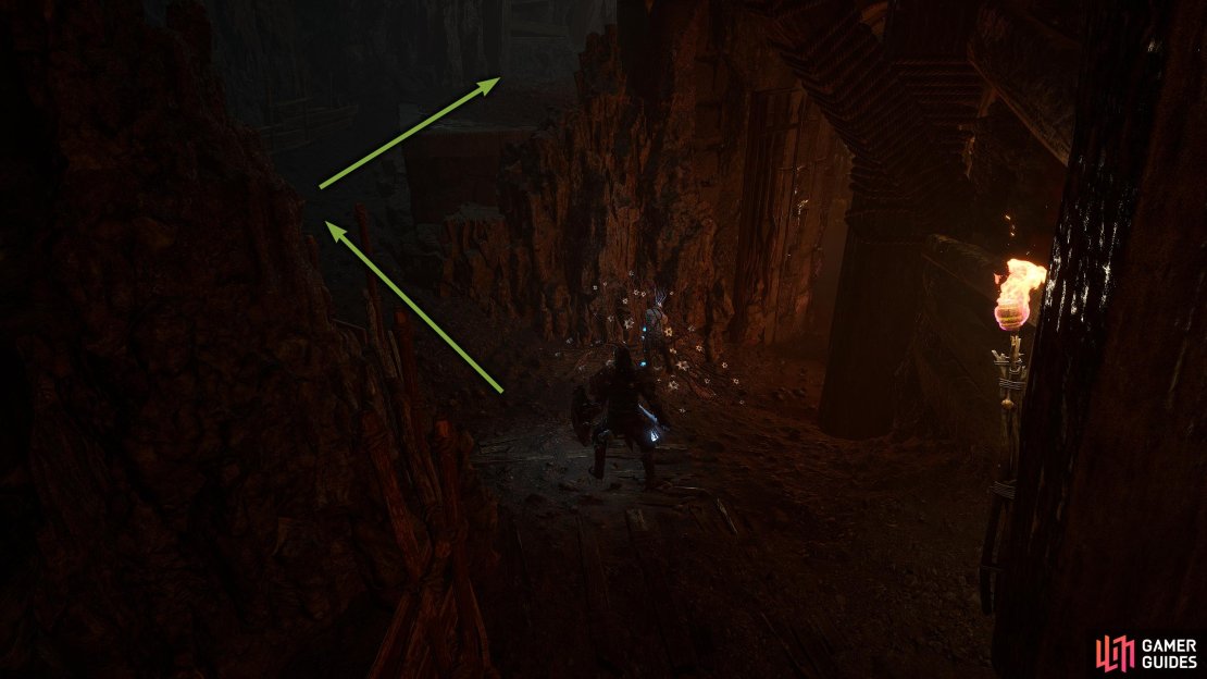 At the Umbral Flower Bed, follow the left path outside.