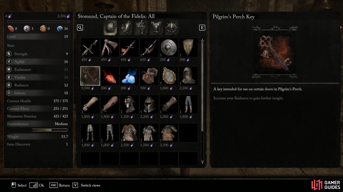 You can get the Pilgrim&rsquo;s Perch Key from the captain trader in the hub, but it is very expensive, and you may need to spend some time farming, which we have tips on below.