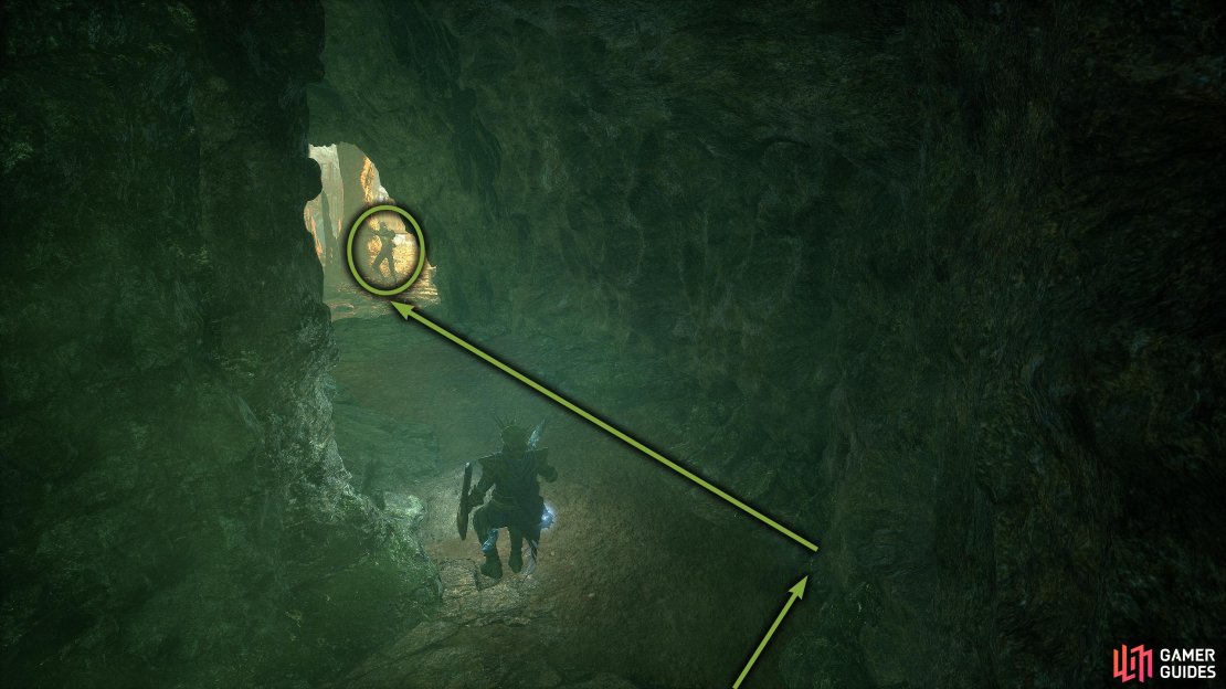 Follow the tunnel down and take out both the Miner and the invisible enemy.