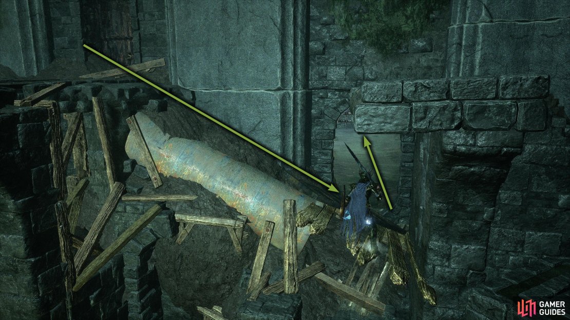 Follow the stairs down until you defeat the axeman then head through the doorway around the corner.