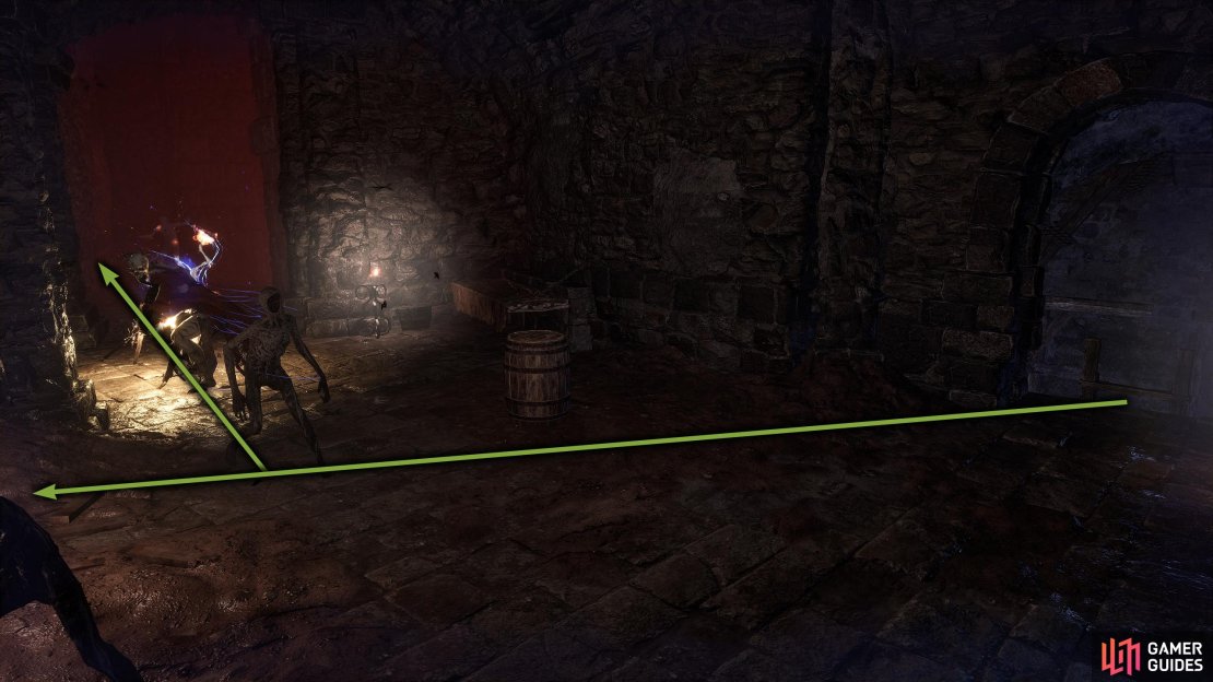 At the top of the ladder, unlock the gate in front, and activate the lever to drain the water.