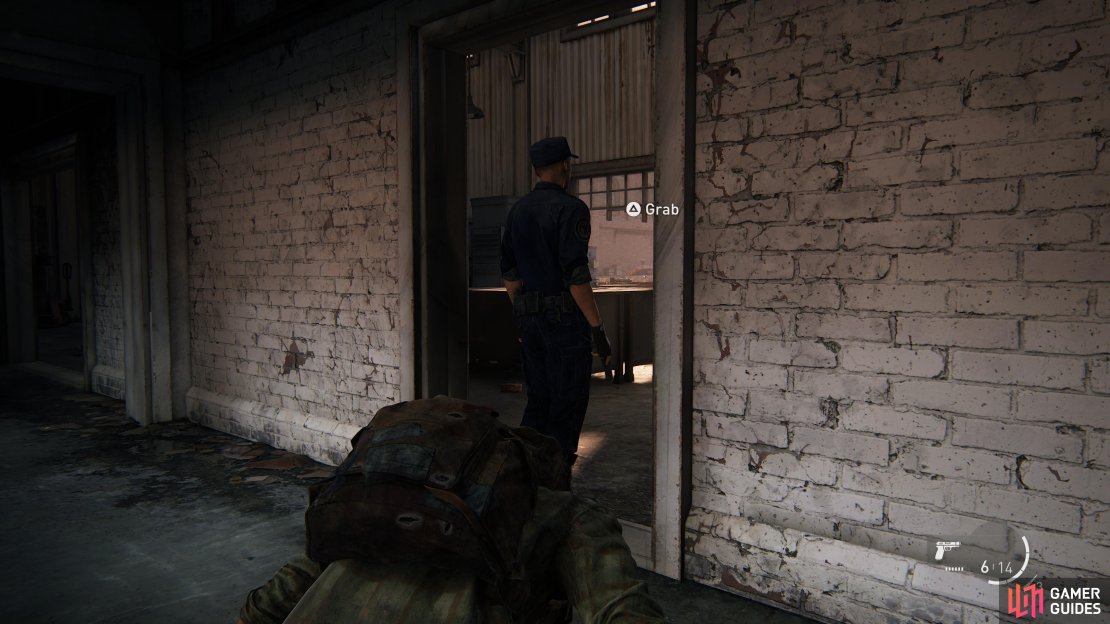 Head into the back room to take out the guard