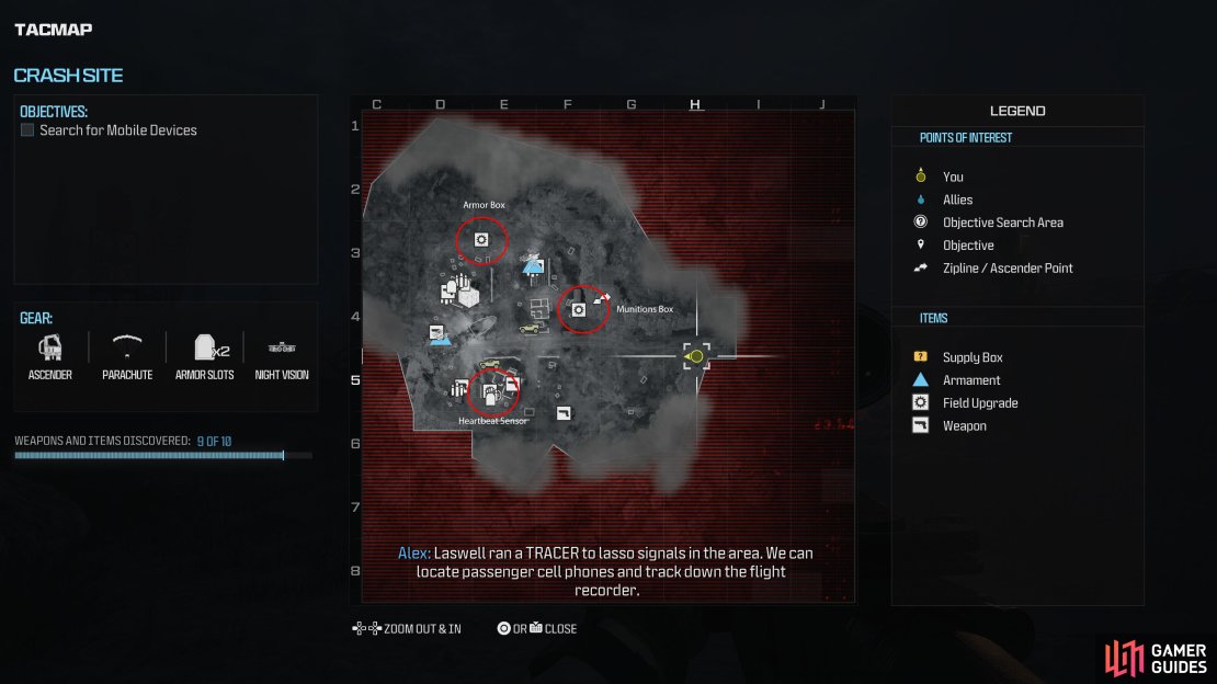You&rsquo;ll want to fully uncover the map before searching for the Weapons and Items.
