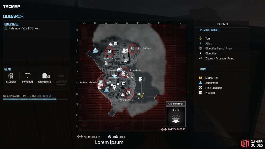 You&rsquo;ll want to fully uncover the map before searching for the Weapons and Items.