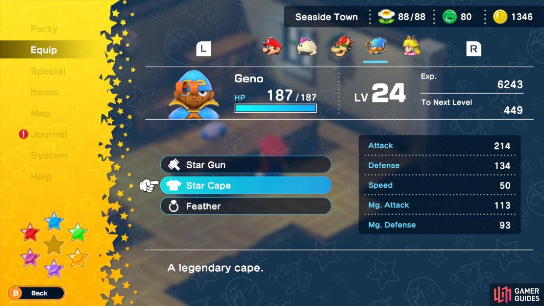 The Star Cape is Geno&rsquo;s best armor.