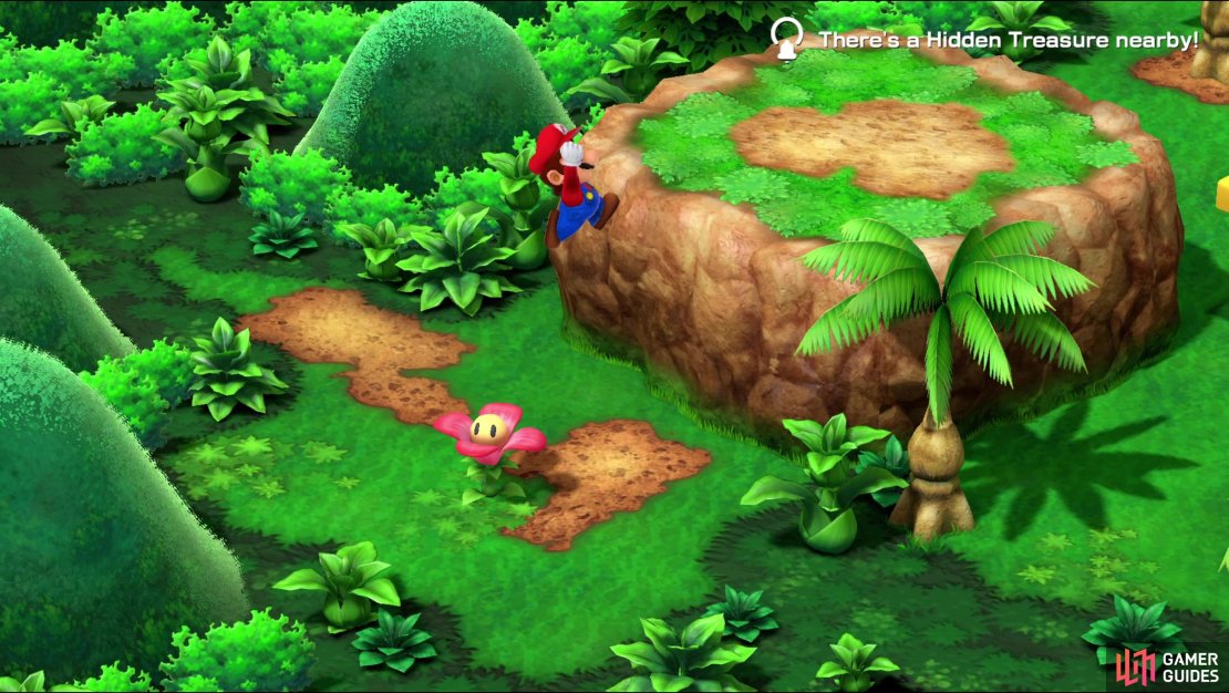 Use a flower to propel yourself onto high ground to the east,