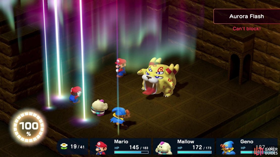 Belome has two attacks that damage the entire party and inflict sleep - Aurora Flash,