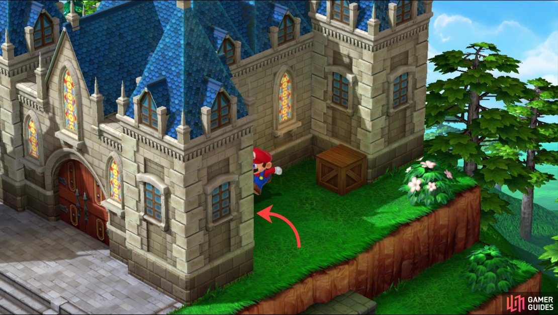 Enter the wedding hall via a hidden door behind the southernmost tower.