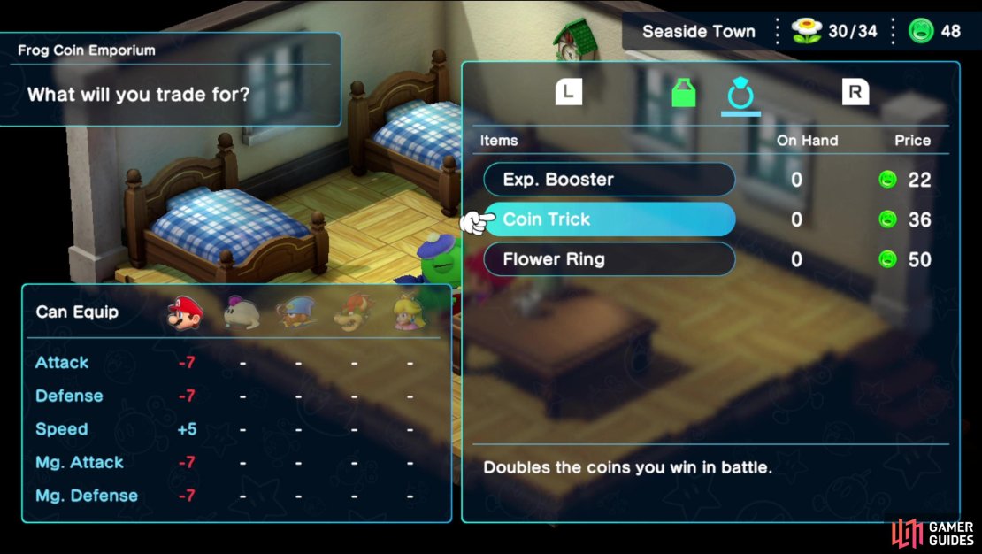 A recently matured frog on the upper floor of the elder&rsquo;s house will offer you some very interesting items in exchange for Frog Coins!