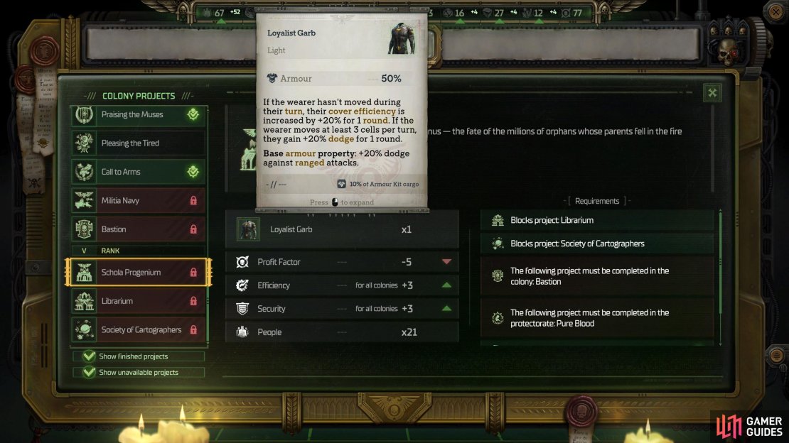 Rank 5 has three good rewards. The Loyalist Garb is from the Schola Progenium project.