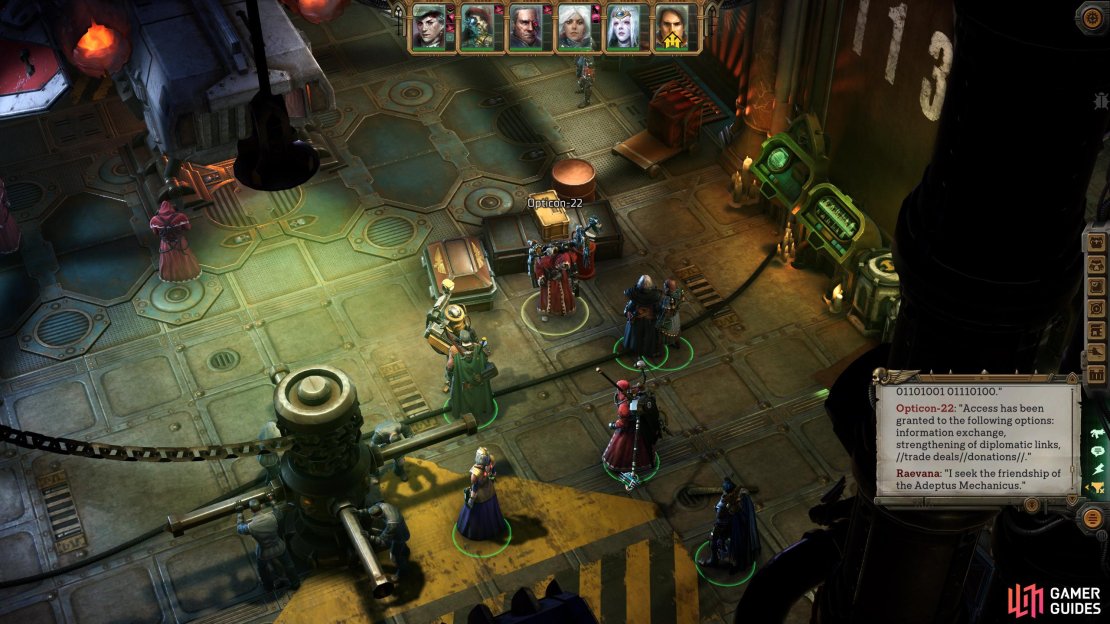 Opticon-22 is the merchant you&rsquo;ll be speaking to for the Explorators in Chapter 2. You&rsquo;ll find them in Footfall - Docks.
