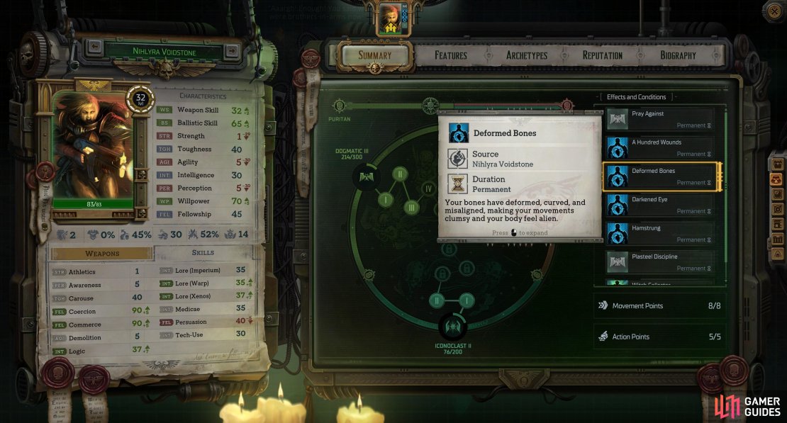 When you gain control in Commarragh, you&rsquo;ll find yourself afflicted with several severe debuffs.