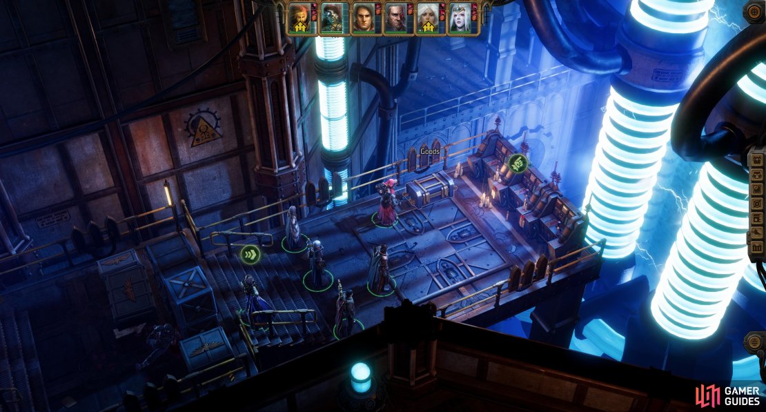 Defeat some cultists, dodge some electrical discharge and vault some crates to find a chest,