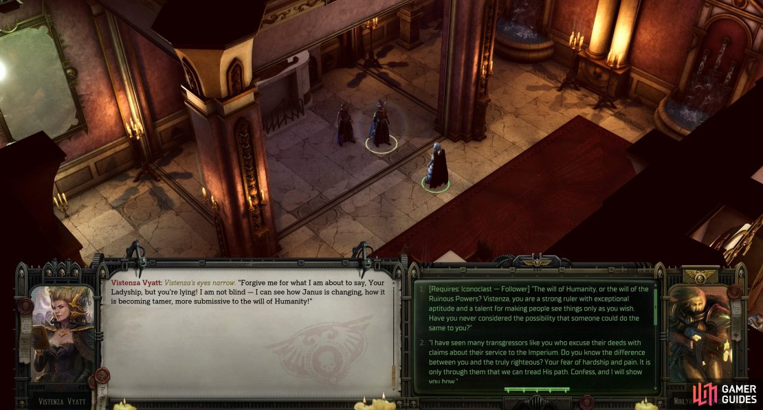 By picking the right dialog options, you can convince Vistenza to repent&hellip;