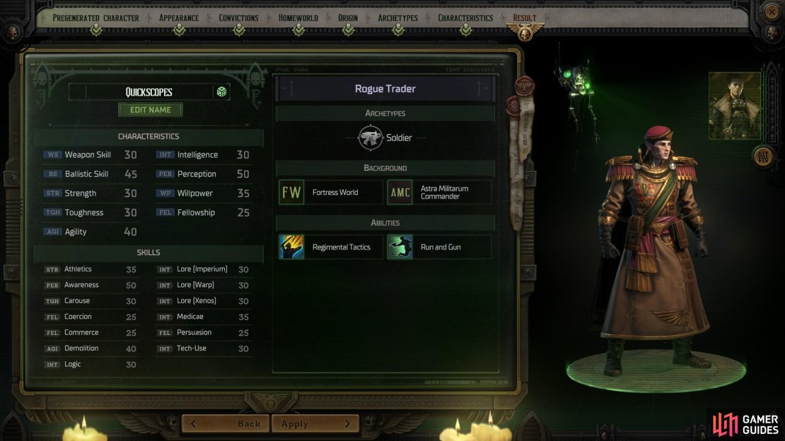 A guide on how to build a Soldier in Rogue Trader using Las guns. 