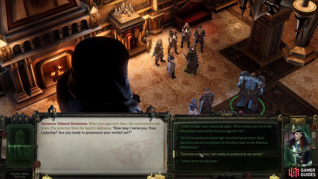 Talk to Urbend again and summon everybody for a verdict.