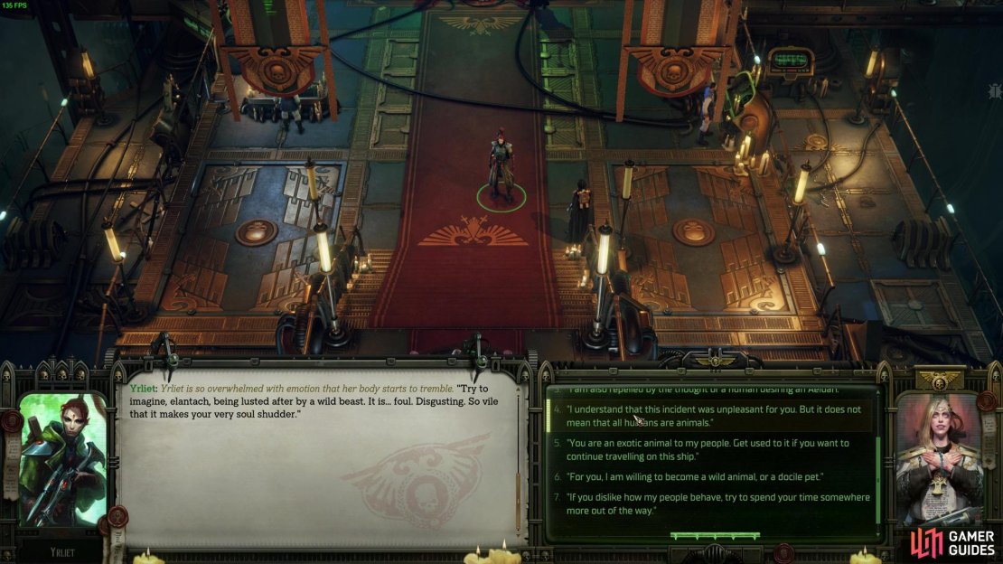 Make sure not to be too mon&rsquo;keigh, and want to understand and learn more about her during this conversation to kick start the romance with Yrliet in Rogue Trader.