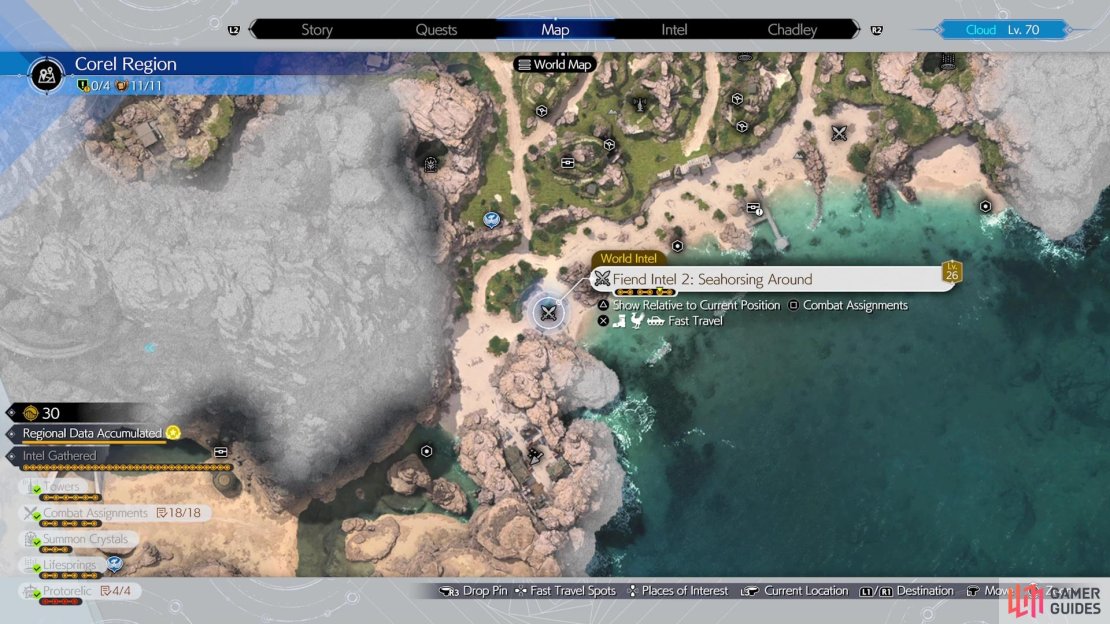 The grind in Corel uses the Fiend Intel 2 on the beach outside Costa del Sol.