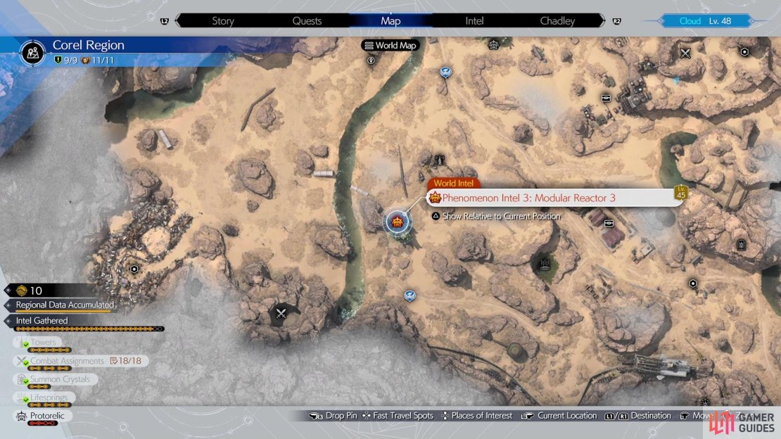 The location of the third reactor on the map.