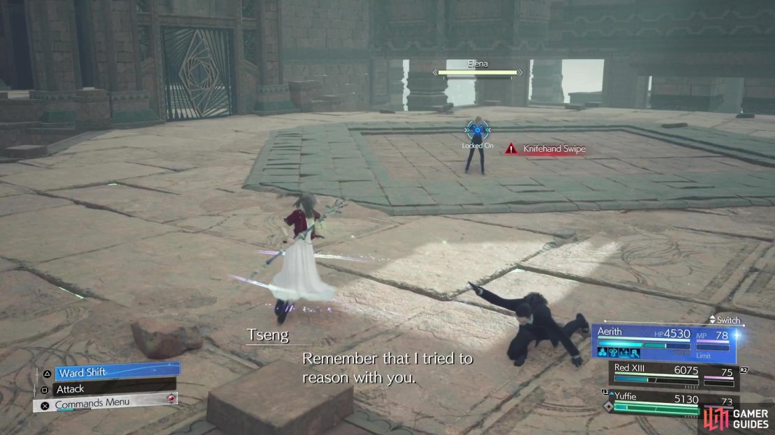 Tseng will mainly do combos during his attacks.