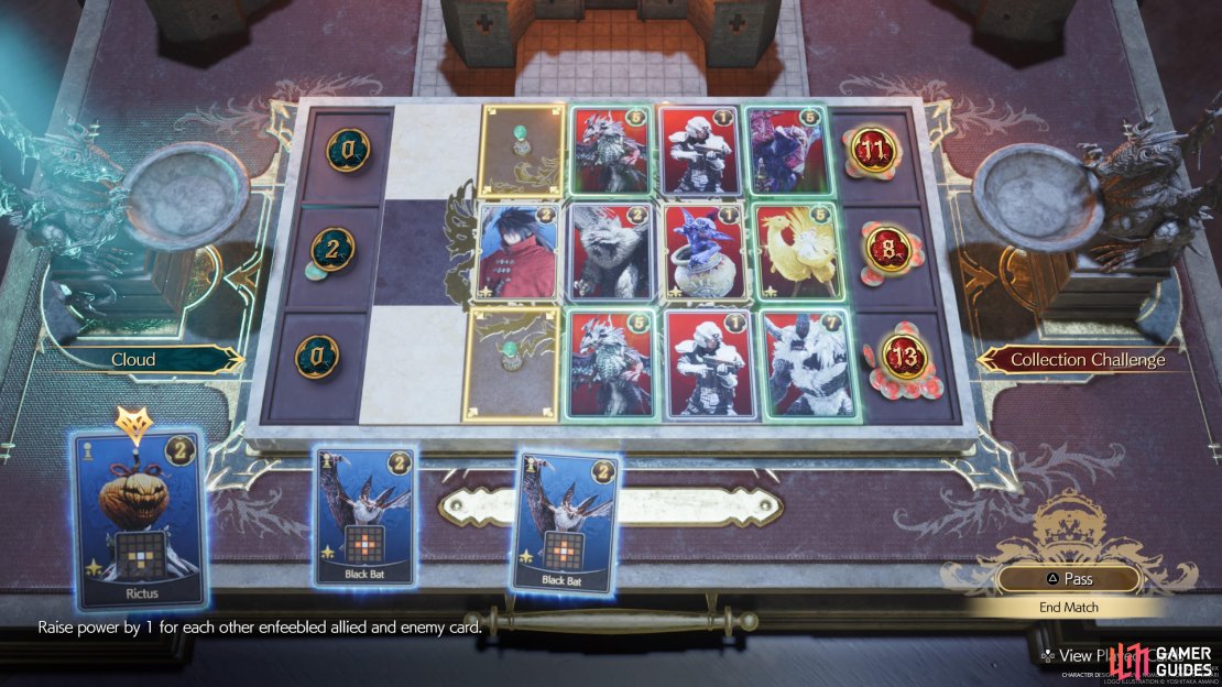 The Vincent card will go in the middle row at the start.