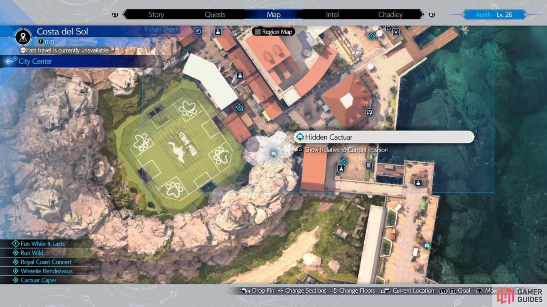 The location of the third Cactuar on the map.