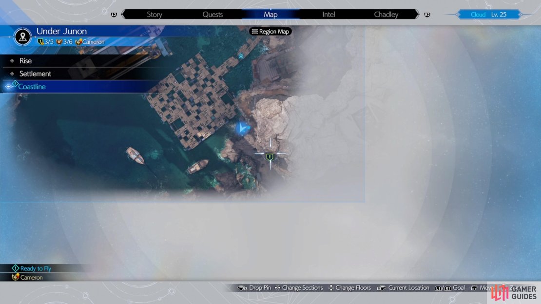 Go to this spot on the coastline in Under Junon to start this quest.