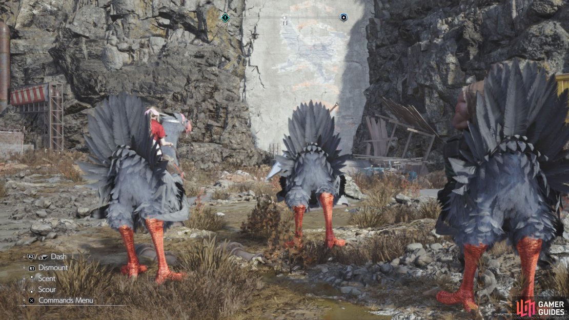 Start off by climbing this wall to the north of the chocobo ranch.